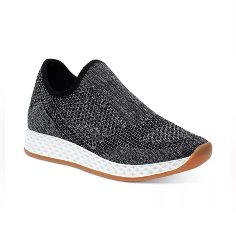 J/Slides Women's Tiger Slip On Sneakers Black Pewter Metallic Knit Size 6 New